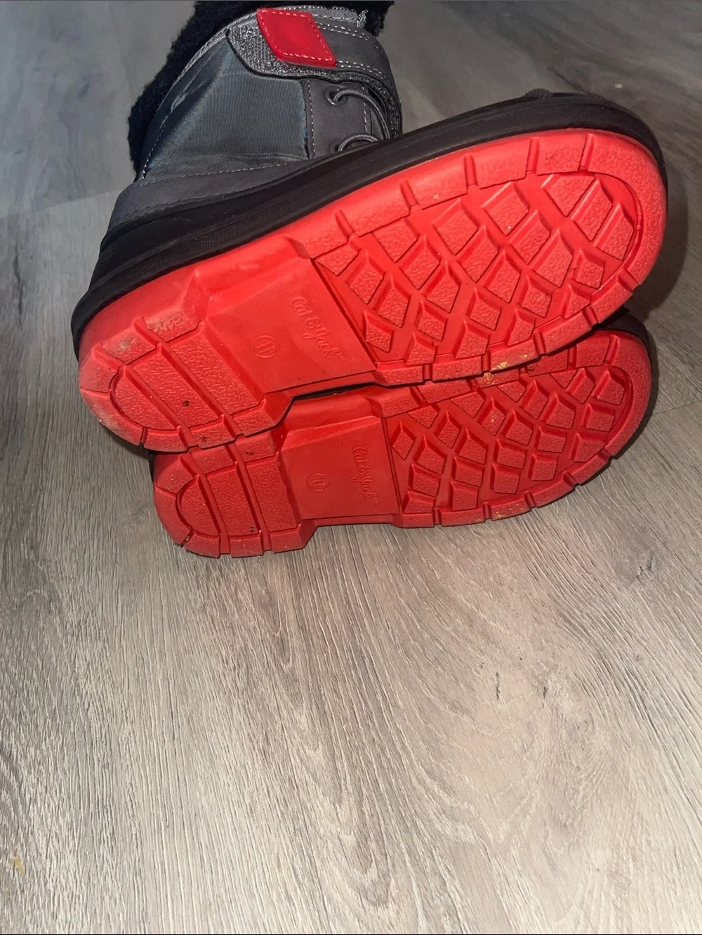 Cat & Jack Black and Red Kids Winter Snow Boots 11 kids
